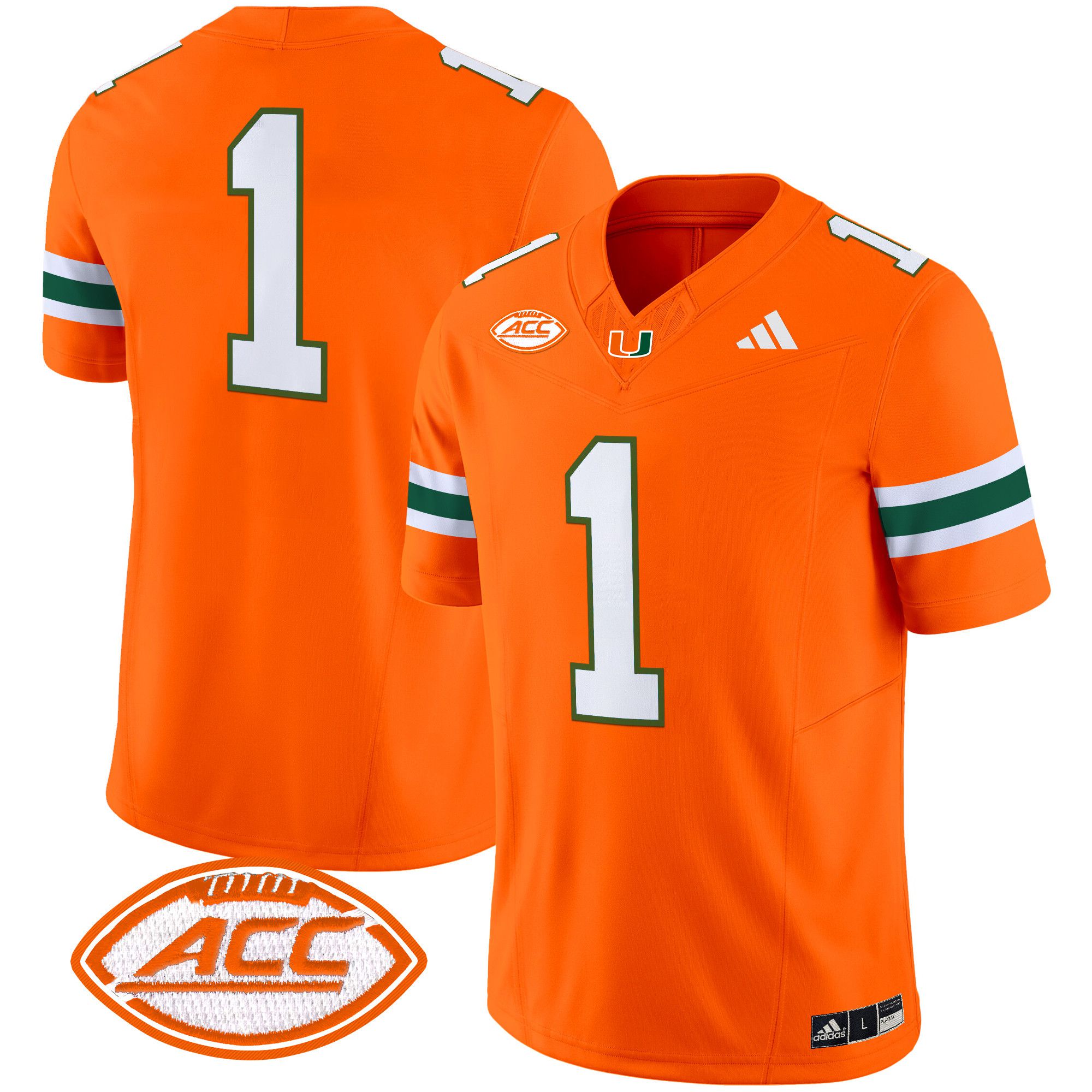 Men Miami Hurricanes #1 No Name Orange 2024 Vapor Limited NCAA Jersey style 1